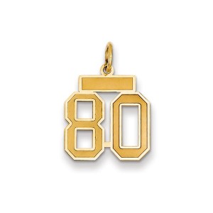 Black Bow Jewelry 14k Yellow Gold, Jersey Collection, Small Number 80 Pendant - 1 of 2
