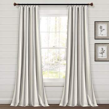 Home Boutique Farmhouse Stripe Yarn Dyed Cotton Window Curtain Panels - Dark Gray - 42 in W X 84 in L - Set of 2