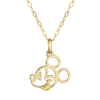 Disney Mickey Mouse 14k Outlined Silhouette Pendant Necklace, 18"