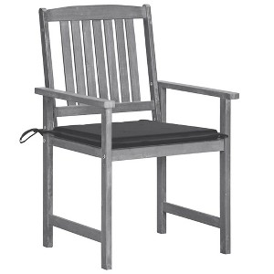 vidaXL Solid Acacia Wood Patio Chairs with Cushions - Set of 6 - Outdoor Furniture - Weather-Resistant, Durable & Easy-to-Clean - Gray and Anthracite - 1 of 4