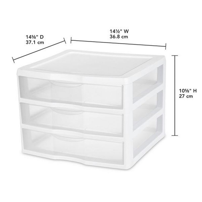 Sterilite Clear Plastic Stackable Small 3 Drawer Storage System for Home Office, Dorm Room, or Bathrooms, 4 of 8