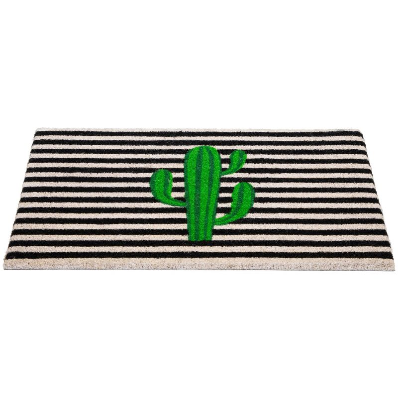 Northlight Green Cactus Striped Natural Coir Outdoor Doormat 18" x 30", 4 of 7