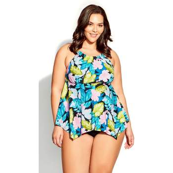Ecupper Womens Plus Size Tankini Set Two Pieces Swimsuit Ruffle