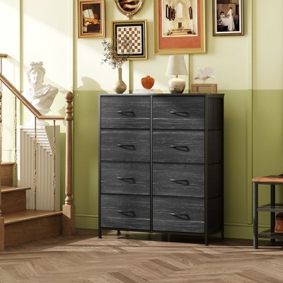 Tall 8-Drawer Fabric Dresser, Storage Tower with Fabric Bins, Double Chest of Drawers Organizer,