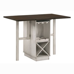 47" Holmseth Drop Leaf Counter Height Dining Table with Wine Rack Dark Walnut/Antique White - HOMES: Inside + Out - 1 of 4