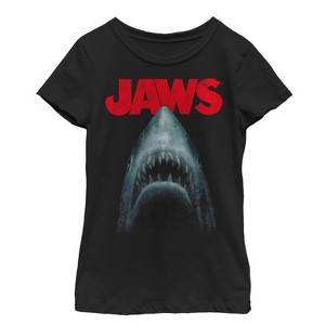 Girl's Jaws Shark Teeth Poster T-Shirt - 1 of 3