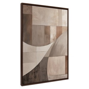 Kate & Laurel All Things Decor 31.5"x41.5" Sylvie Curved Grid Abstract on Neutral Linen Framed Canvas by The Creative Bunch Studio Brown - 1 of 4