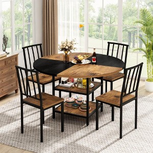 Hooseng Modern Round Kitchen Table, Round Dining Table with Two Storge shlfes and Wooden Table Top, DiningTable for 4-5 People for Kitchen Home - 1 of 4