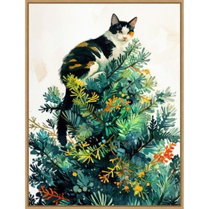 Amanti Art Cats Life Christmas Tree by Justyna Jaszke Framed Canvas Wall Art - 1 of 4