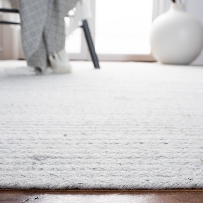 Hand-Knotted Gray Stripe Square Synthetic Area Rug 6x6