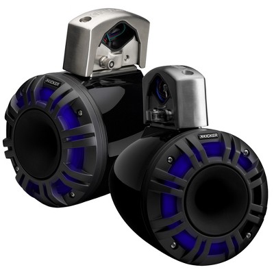 Kicker 51KMTCXL65 6.5" RGB LED Horn Loaded Compression Driver Marine Tower Speakers, Pair, Black