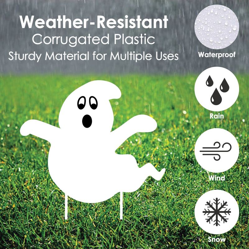 Big Dot of Happiness Spooky Ghost - Ghost Shape Lawn Decoration Signs - Outdoor Halloween Yard Decorations - 10 Piece, 6 of 10
