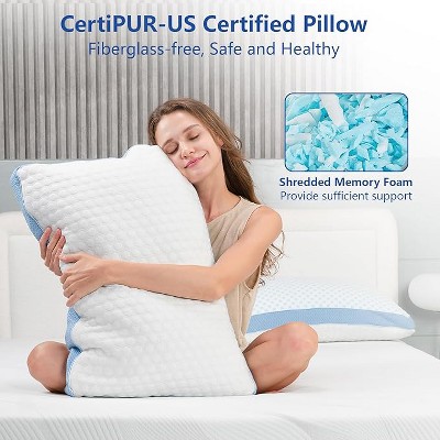 Vipbear memory foam bed pillow, adjustable cooling pillow, luxurious gel bed pillow supports fluffy pillows and washable pillowcases,White