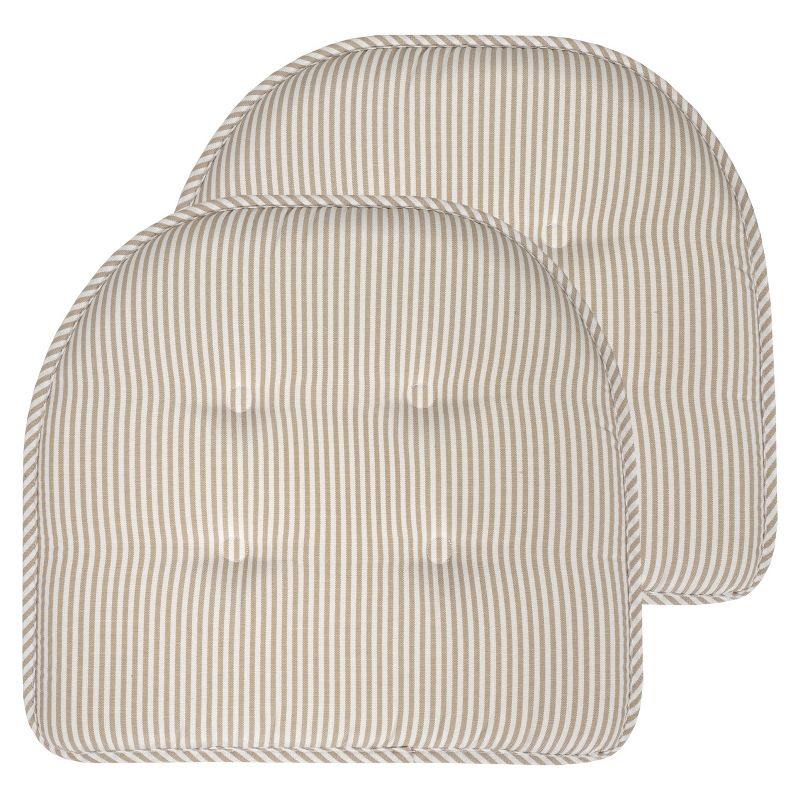 Pinstripe U Shaped Memory Foam 17" x 16" Chair Cushions by Sweet Home Collection™, 1 of 7