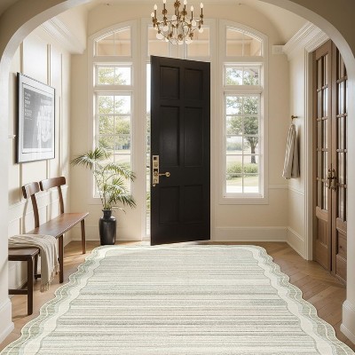 Lahome Machine Washable Gradient Border Wave Floor Mat-Soft Carpet for Living Room, Bedroom, or Entryway