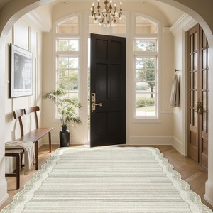 Lahome Machine Washable Gradient Border Wave Floor Mat-Soft Carpet for Living Room, Bedroom, or Entryway - 1 of 4