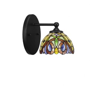 Toltec Lighting Capri 1 - Light Sconce in  Matte Black with 7" Lynx Art Glass Shade - 1 of 1