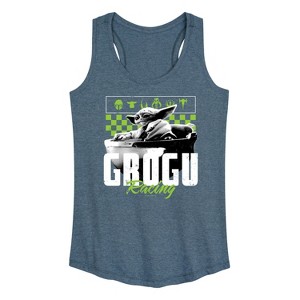 Women's - Star Wars - The Mandalorian Grogu Racing Jersey Graphic Racerback Tank - 1 of 4