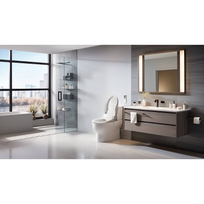 White Elongated Electric Bidet Toilet Seat with Remote Control
