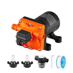 VEVOR Water Diaphragm Pump, 12V DC, 3.5 GPM Flow, 55 PSI Rated Pressure (40-80 PSI Adjustable), 1/2" MNPT Self Priming Sprayer Pump, Orange - 1 of 4