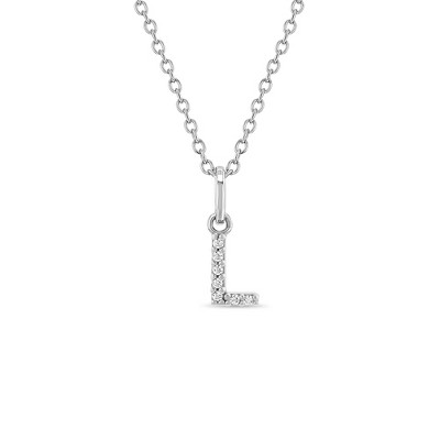 Girls' Cubic Zirconia Letter Sterling Silver Necklace - In Season Jewelry