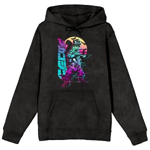 Godzilla Adult Mineral Wash Black Salt Long Sleeve Hooded Sweatshirt - 1 of 2