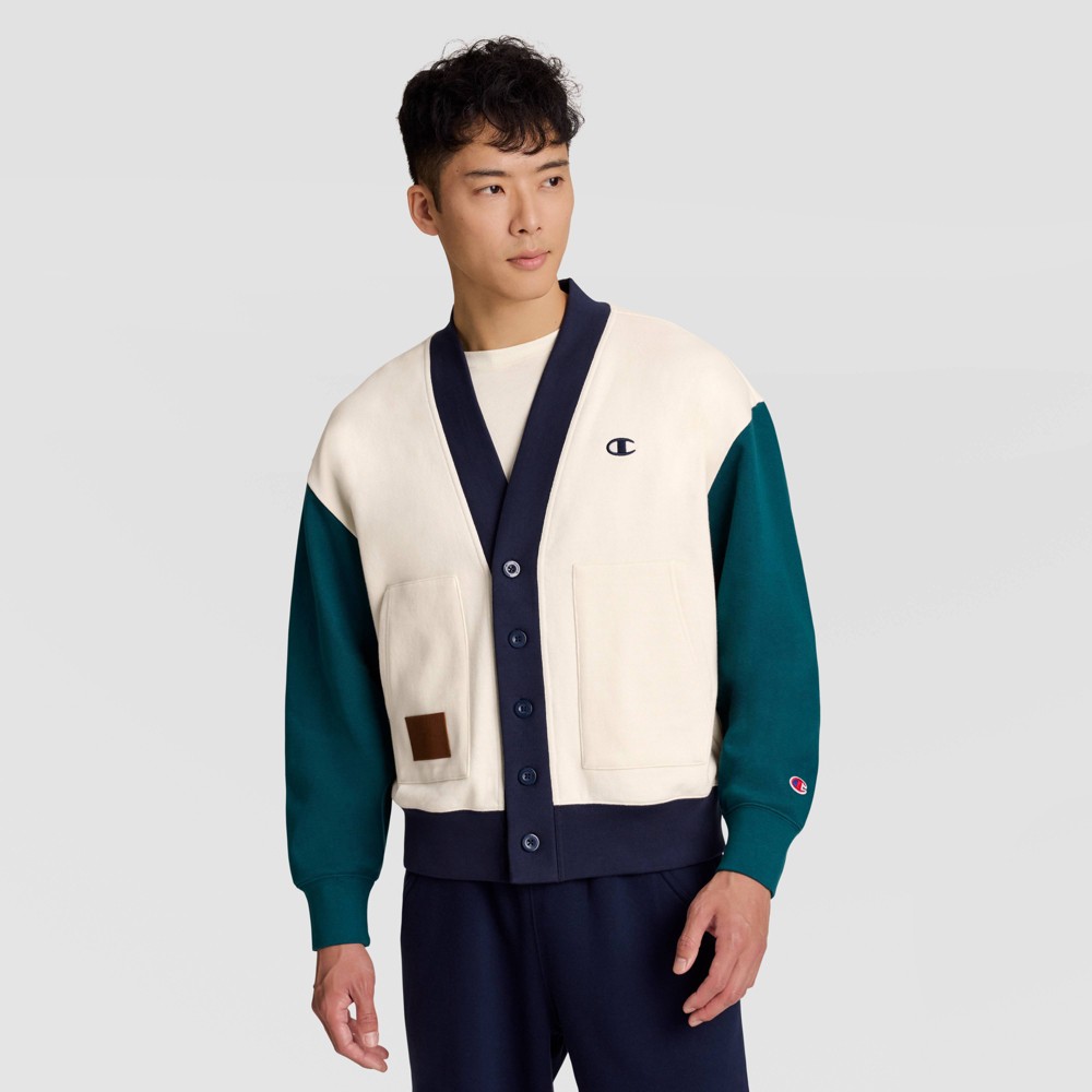 Champion Men's Fleece Cardigan - Unbleached Cotton L