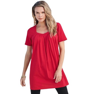 Roaman's Women's Plus Size Short-sleeve V-neck Ultimate Tunic - 4x