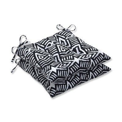 2pk Geometric Dimensions Wrought Iron Outdoor Seat Cushions Black - Pillow Perfect