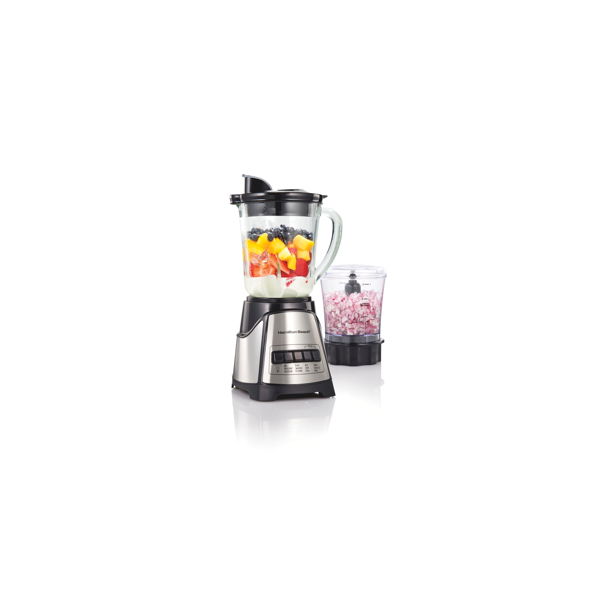 Hamilton Beach Blender w/chopper 58149: 12-Speed, 400W, Ice Crushing, Smoothies, Dishwasher-Safe, Black