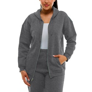Derek Heart Oversized Zip-up Hoodie with Drop Shoulder and Kangaroo Pocket, Boyfriend Fit - 1 of 3