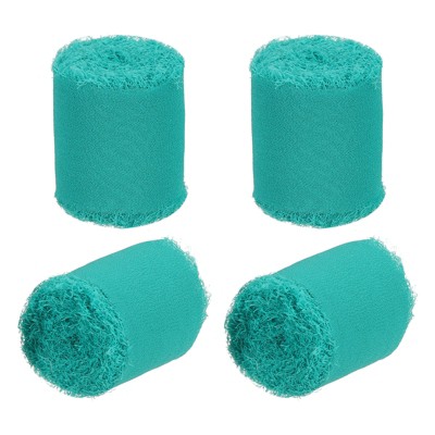 Unique Bargains DIY Crafts Party Gift Wrapping Fringe Chiffon Silk Ribbon 4 Rolls