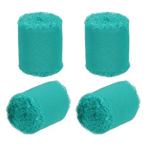 Unique Bargains DIY Crafts Party Gift Wrapping Fringe Chiffon Silk Ribbon 4 Rolls - 1 of 4
