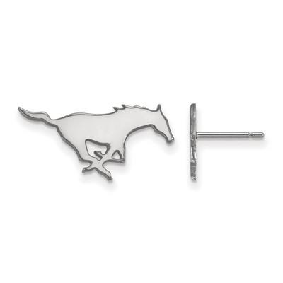 Black Bow Jewelry 14k White Gold Southern Methodist Mustangs NCAA Post Earrings