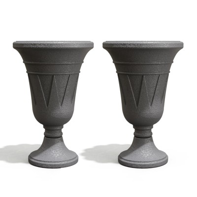 DSVIMOY Planter, 2PCS Indoor Outdoor Garden Planter, Trophy Flower Pot for Flowers, Herbs, Plants, Gray, 15.76"*15.76"*23.64"