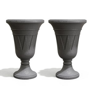 DSVIMOY Planter, 2PCS Indoor Outdoor Garden Planter, Trophy Flower Pot for Flowers, Herbs, Plants, Gray, 15.76"*15.76"*23.64" - 1 of 4