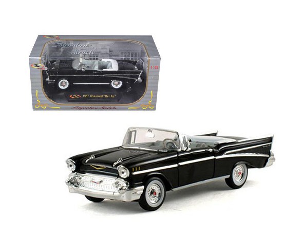 1957 Chevrolet Bel Air Convertible Black 1/32 Diecast Model Car by Signature Models