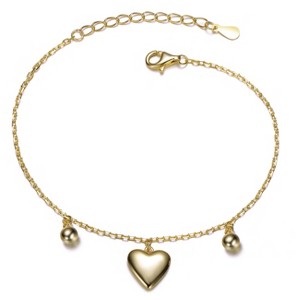 Guili 14K Gold Plated Heart and Bead Charm Bracelet Offers a Playful and Romantic Touch with Delicate Details for a Sweet, Everyday Jewelry Style - 1 of 3