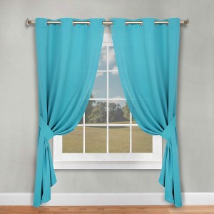 Classic Modern Solid Room Darkening Semi-Blackout Curtains, Grommets, Set of 2 by Blue Nile Mills - 1 of 4