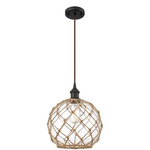 Farmhouse Rope - 1 Light Cord Hung Mini Pendant In Industrial Style-13 Inches Tall and 10 Inches Wide - 1 of 1