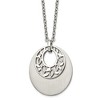 Chisel Stainless Steel Brushed and Flower Cutout Pendant on an 18" Cable Chain Necklace Plus a 2" Ext. - 2 of 2