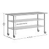 Flash Furniture Rawcliffe NSF Certified Stainless Steel Prep and Work Table 24"x 48" with 2 Galvanized Steel Undershelves and 4 Casters with 2 Locking - 4 of 4