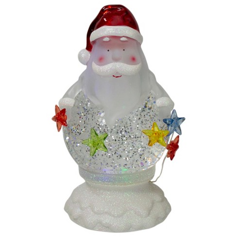 h 17cm, Battery Operated Brown Base Santa Claus Snow Globe Lantern, Warm  White LEDs