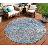 HomeRoots 8' Blue And Gray Round Abstract Washable Indoor Outdoor Area Rug - 2 of 4