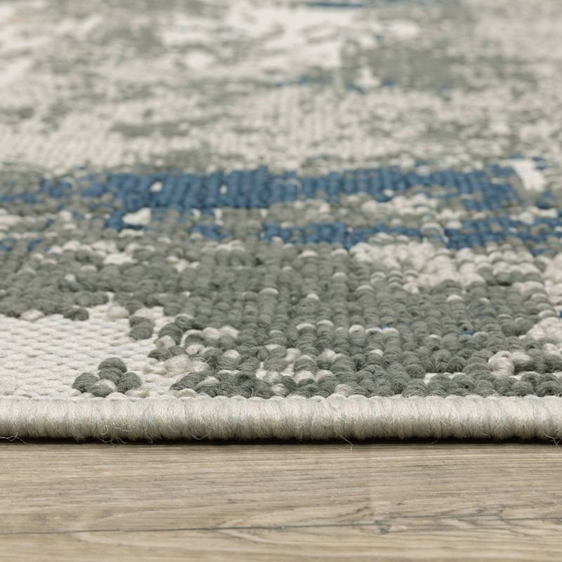 Trinity Modern Distressed Abstract Patio Area Rug Beige/Blue - Captiv8e Designs, 6 of 12