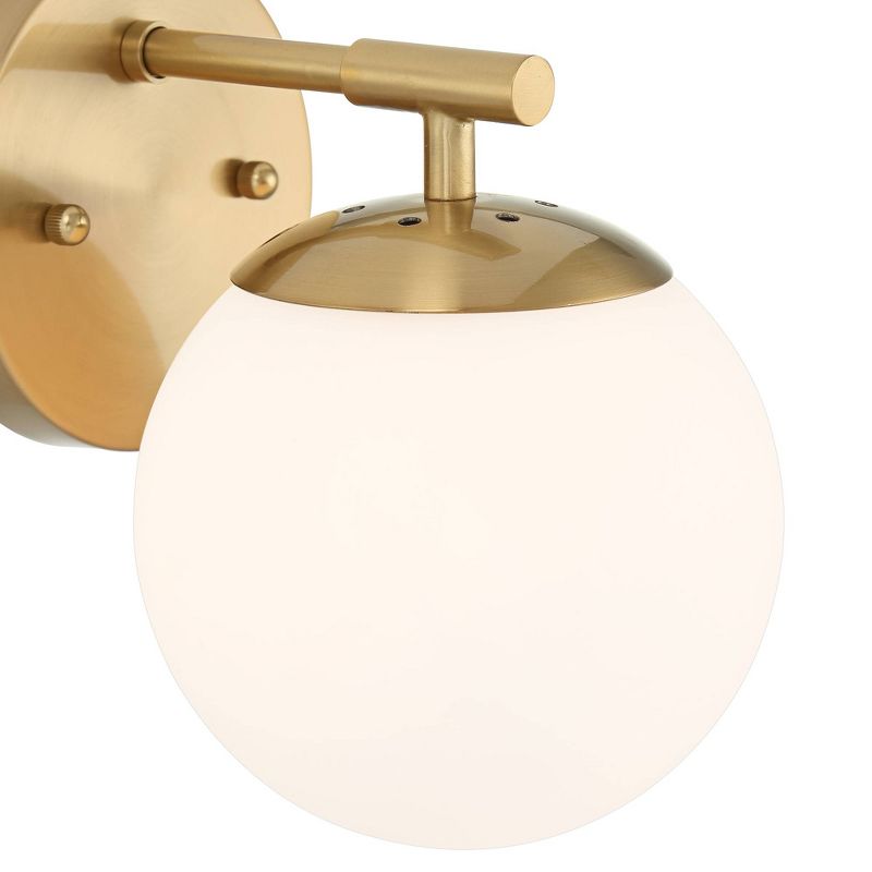 Possini Euro Design Meridian Modern Wall Light Sconce Soft Gold Hardwire 6" Fixture Frosted White Globe Glass Shade for Bedroom Bathroom Vanity House, 3 of 9