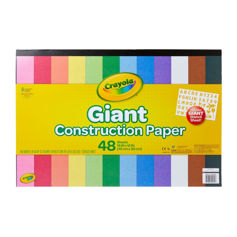 Crayola 48-Sheet Giant Construction Paper with Stencil 12-Color, 1 of 4