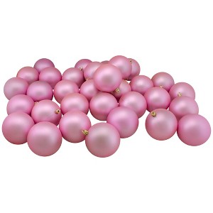 Northlight 32ct Shatterproof Matte Christmas Ball Ornament Set 3.25" - Pink - 1 of 4