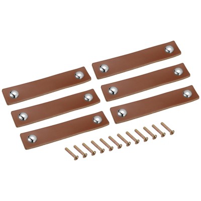 Unique Bargains Leather Suitcase Dresser Handles Door Pulls with Screws 6 Pcs
