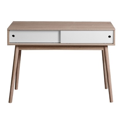 GlasFlength Console Tables Modern Entryway Storage Table with Sliding Doors and Wooden Legs for Living Room Hallway, Beige, 39.4"*13.77"*29.52"
